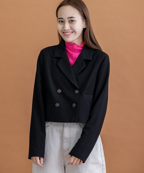 HEYUMM(ヘユム)の「ダブルボタンショートジャケット(その他アウター・レディース・モカ/ブラック/アイボリー・ONE)」の20枚目の写真