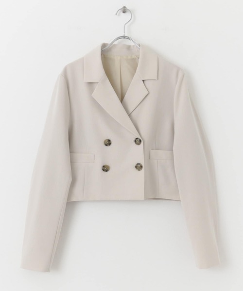 HEYUMM(ヘユム)の「ダブルボタンショートジャケット(その他アウター・レディース・モカ/ブラック/アイボリー・ONE)」の9枚目の写真