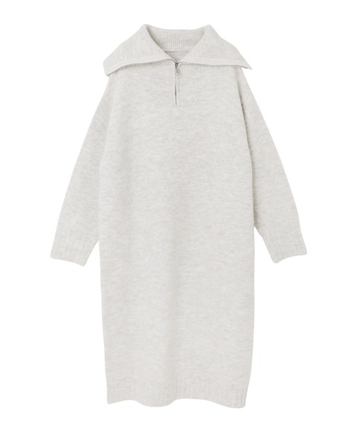 andme（アンドミー）の「セーラーカラー長袖ハーフジップニットワンピース（ワンピース・レディース・チャコールグレー/オフホワイト/イエロー/ライトピンク/グレイッシュベージュ/ライトグレー/ライム/ブラック/ブルー・M）」の14枚目の写真