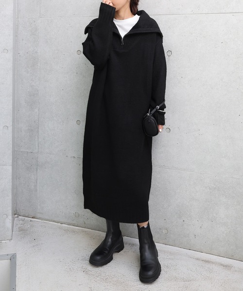 pium セーラー襟 ニットワンピースブラック　グレーの２枚セット pium セーラー襟 ニットワンピースブラック グレーの2枚セット レース