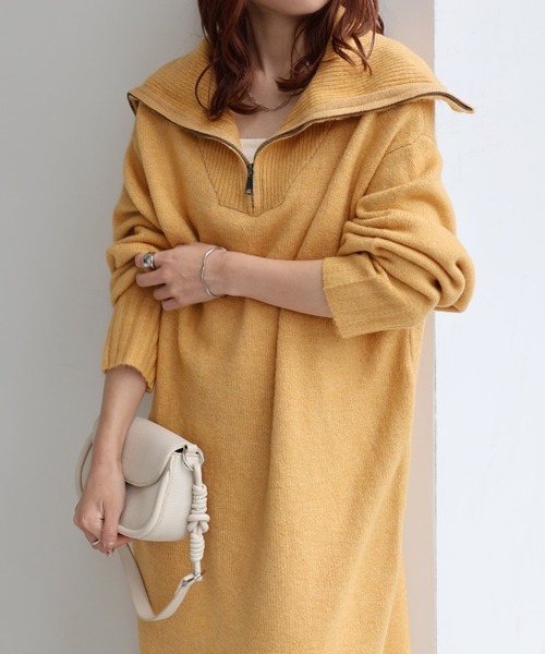 エースアンドレア セーラーカラー サマーニットワンピース ネイビー 162T エースアンドレア セーラーカラー サマーニットワンピース