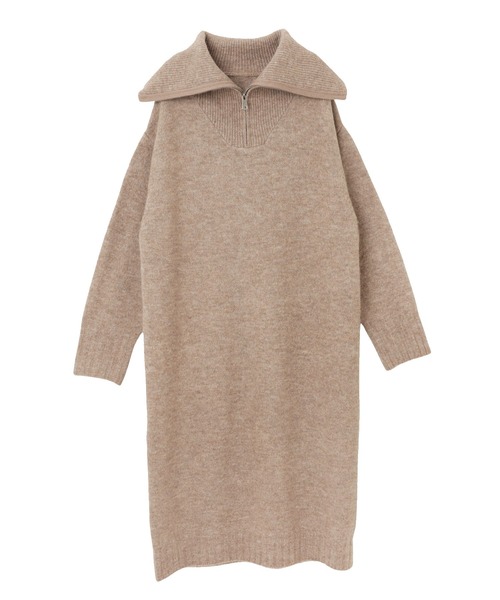 andme（アンドミー）の「セーラーカラー長袖ハーフジップニットワンピース（ワンピース・レディース・チャコールグレー/オフホワイト/イエロー/ライトピンク/グレイッシュベージュ/ライトグレー/ライム/ブラック/ブルー・M）」の17枚目の写真