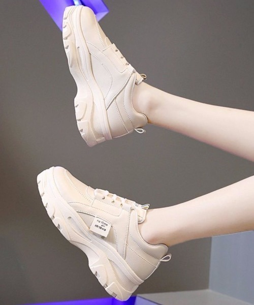 Auntie Rosa（アンティローザ）の「韓国風厚底スニーカー（スニーカー・レディース・アイボリー/ホワイト・35inch/36inch/38inch/37inch/39inch）」の5枚目の写真