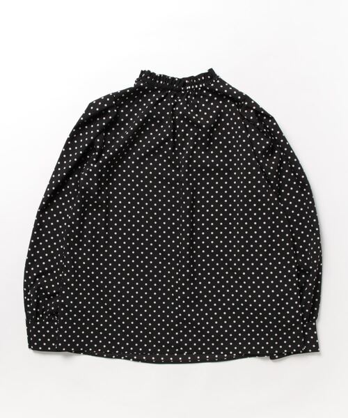 ドットジョーゼットフリルネックブラウス