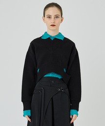 UNITED TOKYO カッティングショートニット　グリーン UNITED TOKYO（ユナイテッドトウキョウ）の「クロップドﾞVネック