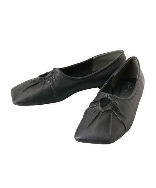 Ungrid（アングリッド）の「デザインスクエアトゥギャザーフラットシューズ（パンプス・レディース・ブラック/ゴールド・S/M/L）」の11枚目の写真