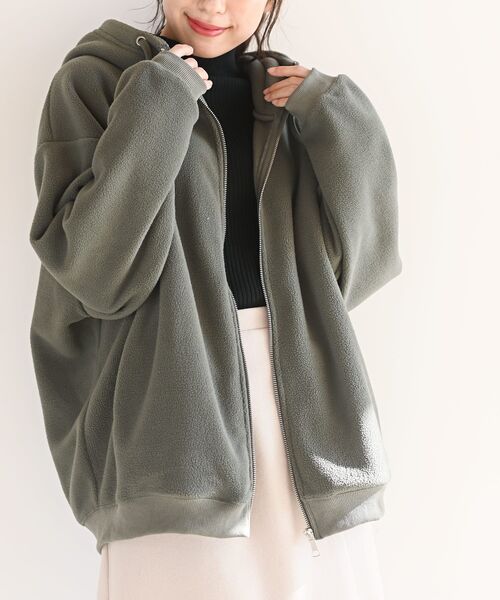 rps（アールピーエス）の「フリースＢＩＧＺＩＰパーカー（パーカー・レディース・アイボリー/ブラック/カーキ/ベージュ・フリー）」の4枚目の写真