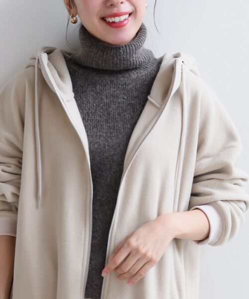 rps（アールピーエス）の「フリースＢＩＧＺＩＰパーカー（パーカー・レディース・アイボリー/ブラック/カーキ/ベージュ・フリー）」の9枚目の写真