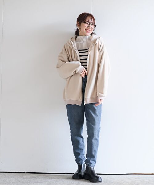 rps（アールピーエス）の「フリースＢＩＧＺＩＰパーカー（パーカー・レディース・アイボリー/ブラック/カーキ/ベージュ・フリー）」の13枚目の写真