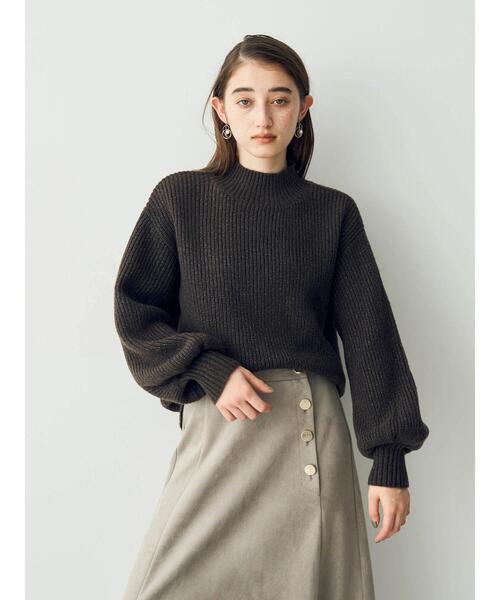 ボリューム袖ラメニット