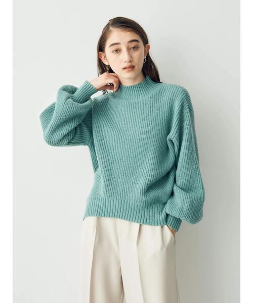 ボリューム袖ラメニット