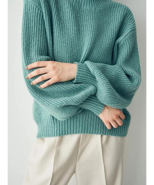 ボリューム袖ラメニット