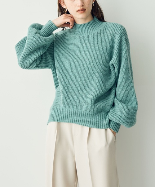 ボリューム袖ラメニット