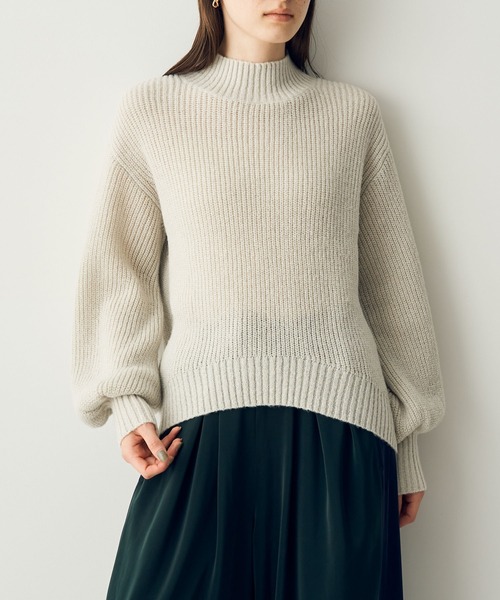 ボリューム袖ラメニット