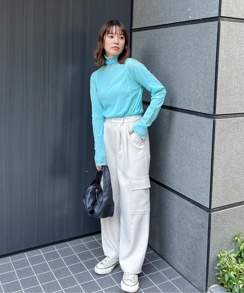 feepur(フェピュール)の「配色メローシアートップス(Tシャツ/カットソー・レディース・イエロー/オレンジ/オフホワイト/グレー/ブルー/ブラック・MEDIUM)」の8枚目の写真