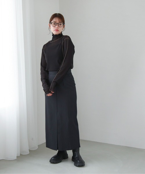 feepur(フェピュール)の「配色メローシアートップス(Tシャツ/カットソー・レディース・イエロー/オレンジ/オフホワイト/グレー/ブルー/ブラック・MEDIUM)」の10枚目の写真