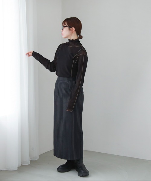 feepur(フェピュール)の「配色メローシアートップス(Tシャツ/カットソー・レディース・イエロー/オレンジ/オフホワイト/グレー/ブルー/ブラック・MEDIUM)」の12枚目の写真