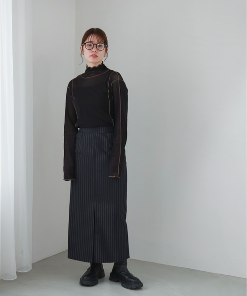 feepur(フェピュール)の「配色メローシアートップス(Tシャツ/カットソー・レディース・イエロー/オレンジ/オフホワイト/グレー/ブルー/ブラック・MEDIUM)」の13枚目の写真