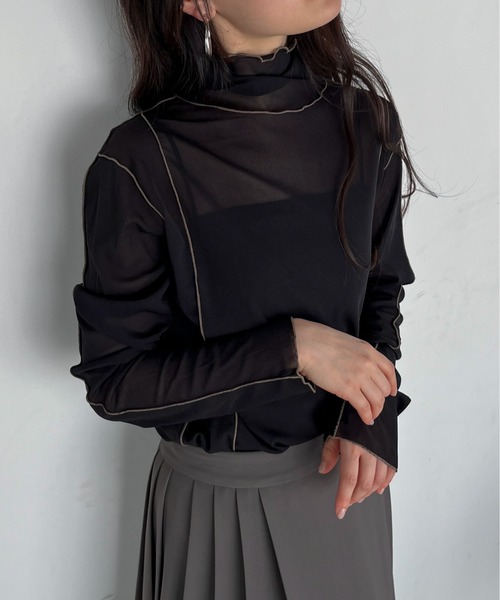 feepur(フェピュール)の「配色メローシアートップス(Tシャツ/カットソー・レディース・イエロー/オレンジ/オフホワイト/グレー/ブルー/ブラック・MEDIUM)」の16枚目の写真