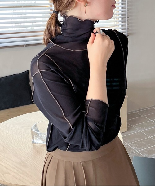 feepur(フェピュール)の「配色メローシアートップス(Tシャツ/カットソー・レディース・イエロー/オレンジ/オフホワイト/グレー/ブルー/ブラック・MEDIUM)」の21枚目の写真
