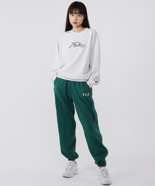FILA(フィラ)の「FILA/フィラ ワンポイント ロゴ刺繍 ウエストゴム サイドスナップ ルーズシルエット イージーパンツ スウェットパンツ 裏毛(スウェットパンツ・メンズ・アッシュグレー/スミクロ/ケリー・S/M/L)」の6枚目の写真