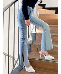 GYDA | H/Wサイドレースアップ フレアデニムパンツ(デニムパンツ)