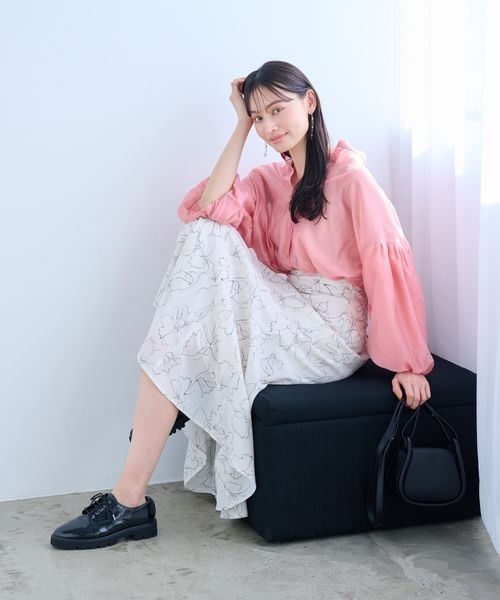 mysty woman(ミスティウーマン)の「線描きマーメイドスカート 183478(スカート・レディース・ベージュ/ホワイト/ブラック・FREE)」の7枚目の写真