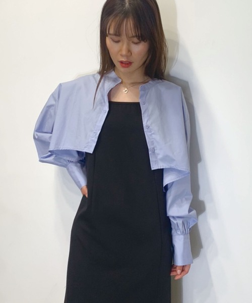 CORNERS（コーナーズ）の「クロップドフレアブラウス（シャツ/ブラウス・レディース・ホワイト/グレー/アイボリー/ブラック/ライトブルー・M）」の13枚目の写真