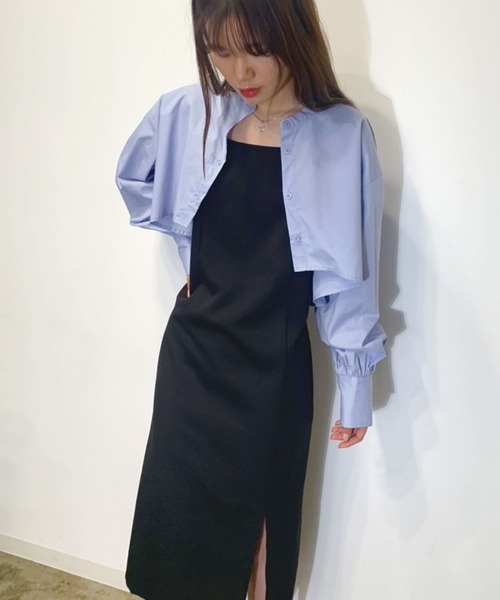 CORNERS（コーナーズ）の「クロップドフレアブラウス（シャツ/ブラウス・レディース・ホワイト/グレー/アイボリー/ブラック/ライトブルー・M）」の11枚目の写真