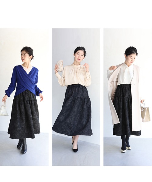 cawaii(カワイイ)の「(黒)ふわりと可愛い艶花浮かぶミディアムスカート(スカート・レディース・ブラック・FREE)」の12枚目の写真