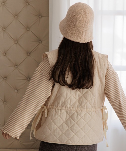 flower（フラワー）の「キルティングリボンベスト（ベスト・レディース・アイボリー・FREE）」の5枚目の写真