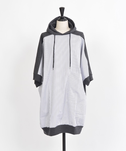 gomme(ゴム)の「40/-コーマ裏毛 ビッグパーカー(パーカー・レディース・ブラック/チャコールグレー・MEDIUM)」の16枚目の写真