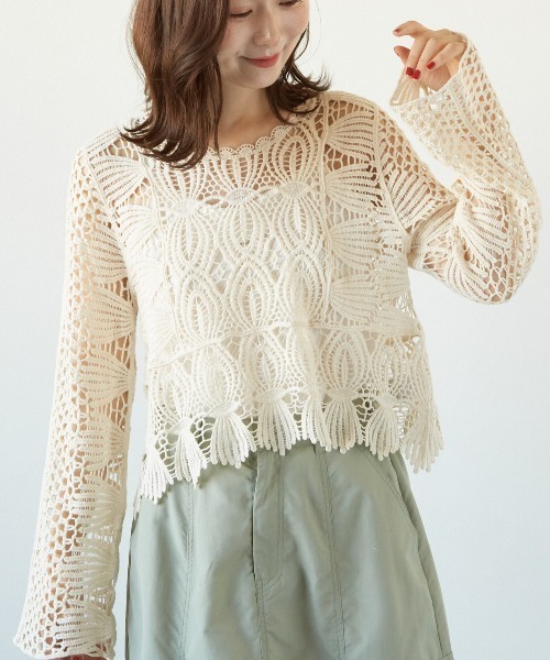 PAPAVER(パパヴェル)の「【PAPAVER】かぎ針PO(その他トップス・レディース・ブラック/ベージュ/アイボリー・MEDIUM)」の3枚目の写真