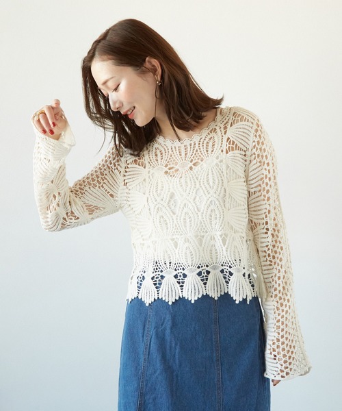 PAPAVER(パパヴェル)の「【PAPAVER】かぎ針PO(その他トップス・レディース・ブラック/ベージュ/アイボリー・MEDIUM)」の2枚目の写真