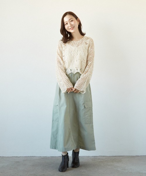 PAPAVER(パパヴェル)の「【PAPAVER】かぎ針PO(その他トップス・レディース・ブラック/ベージュ/アイボリー・MEDIUM)」の4枚目の写真