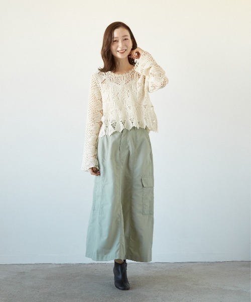 PAPAVER(パパヴェル)の「【PAPAVER】かぎ針PO(その他トップス・レディース・ブラック/ベージュ/アイボリー・MEDIUM)」の6枚目の写真