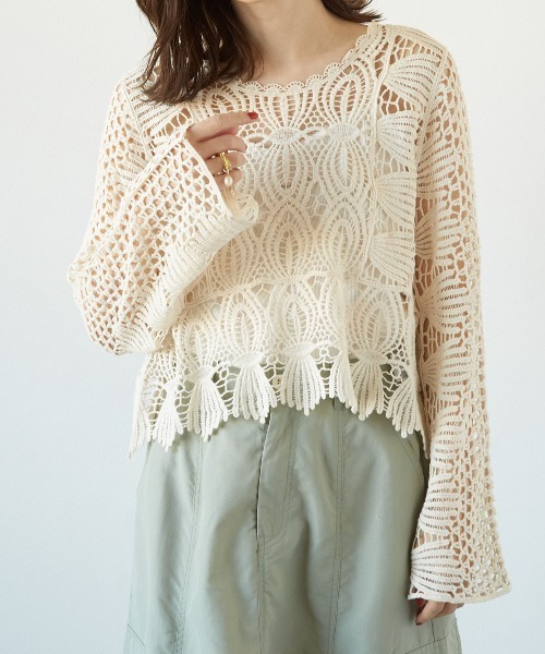 PAPAVER(パパヴェル)の「【PAPAVER】かぎ針PO(その他トップス・レディース・ブラック/ベージュ/アイボリー・MEDIUM)」の7枚目の写真