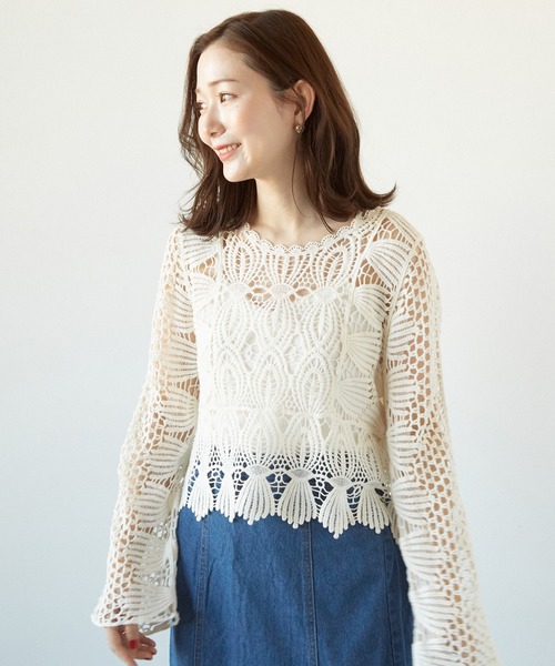 PAPAVER(パパヴェル)の「【PAPAVER】かぎ針PO(その他トップス・レディース・ブラック/ベージュ/アイボリー・MEDIUM)」の15枚目の写真
