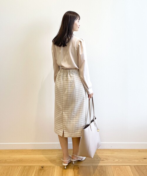 index（インデックス）の「◆タックスリーブ ボウタイブラウス【洗濯機洗い可】（シャツ/ブラウス・レディース・ライトグレー/ライトブルー/グリーン系/ホワイト系3・42/38/36/40）」の7枚目の写真