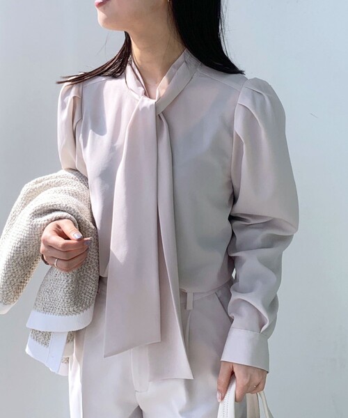 index（インデックス）の「◆タックスリーブ ボウタイブラウス【洗濯機洗い可】（シャツ/ブラウス・レディース・ライトグレー/ライトブルー/グリーン系/ホワイト系3・42/38/36/40）」の10枚目の写真