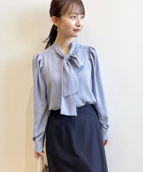 index（インデックス）の「◆タックスリーブ ボウタイブラウス【洗濯機洗い可】（シャツ/ブラウス・レディース・ライトグレー/ライトブルー/グリーン系/ホワイト系3・42/38/36/40）」の15枚目の写真
