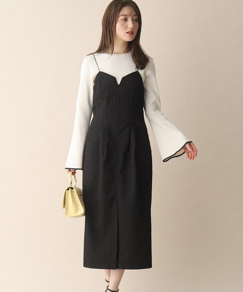 OPAQUE.CLIP（オペークドットクリップ）の「◆ジャカードキャミワンピース（ワンピース・レディース・ブラック/オフホワイト・40/36/38）」の7枚目の写真