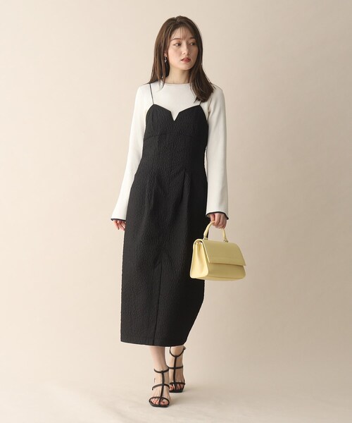 OPAQUE.CLIP（オペークドットクリップ）の「◆ジャカードキャミワンピース（ワンピース・レディース・ブラック/オフホワイト・40/36/38）」の12枚目の写真