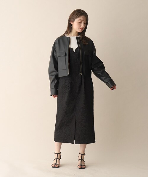 OPAQUE.CLIP（オペークドットクリップ）の「◆ジャカードキャミワンピース（ワンピース・レディース・ブラック/オフホワイト・40/36/38）」の20枚目の写真