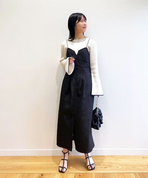 OPAQUE.CLIP（オペークドットクリップ）の「◆ジャカードキャミワンピース（ワンピース・レディース・ブラック/オフホワイト・40/36/38）」の5枚目の写真