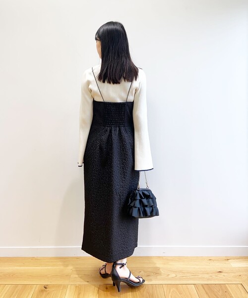 OPAQUE.CLIP（オペークドットクリップ）の「◆ジャカードキャミワンピース（ワンピース・レディース・ブラック/オフホワイト・40/36/38）」の3枚目の写真