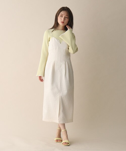 OPAQUE.CLIP（オペークドットクリップ）の「◆ジャカードキャミワンピース（ワンピース・レディース・ブラック/オフホワイト・40/36/38）」の19枚目の写真