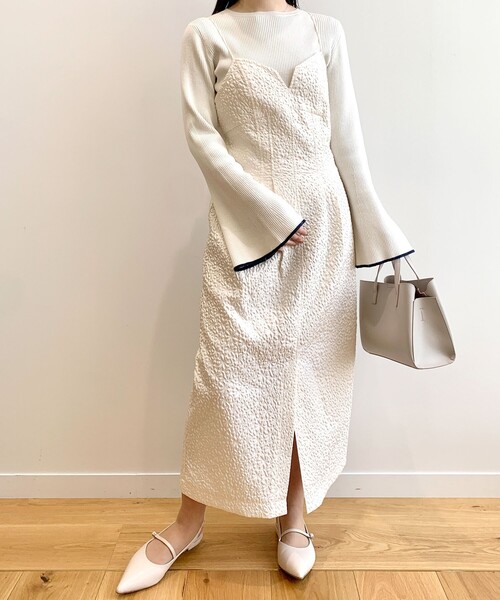 OPAQUE.CLIP（オペークドットクリップ）の「◆ジャカードキャミワンピース（ワンピース・レディース・ブラック/オフホワイト・40/36/38）」の9枚目の写真