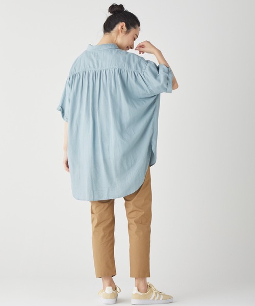 KRIFF MAYER Lady's Collection(クリフメイヤーレディースコレクション)の「半袖コンフォートシャツ(シャツ/ブラウス・レディース・カーキ/ナチュラル/ブラウン/チャコール/サックスブルー・MEDIUM/LARGE)」の7枚目の写真