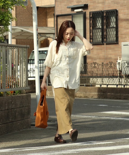 KRIFF MAYER Lady's Collection(クリフメイヤーレディースコレクション)の「半袖コンフォートシャツ(シャツ/ブラウス・レディース・カーキ/ナチュラル/ブラウン/チャコール/サックスブルー・MEDIUM/LARGE)」の8枚目の写真